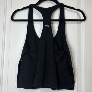 ALO Distressed Tank Racerback Black Knit Women’s Small
